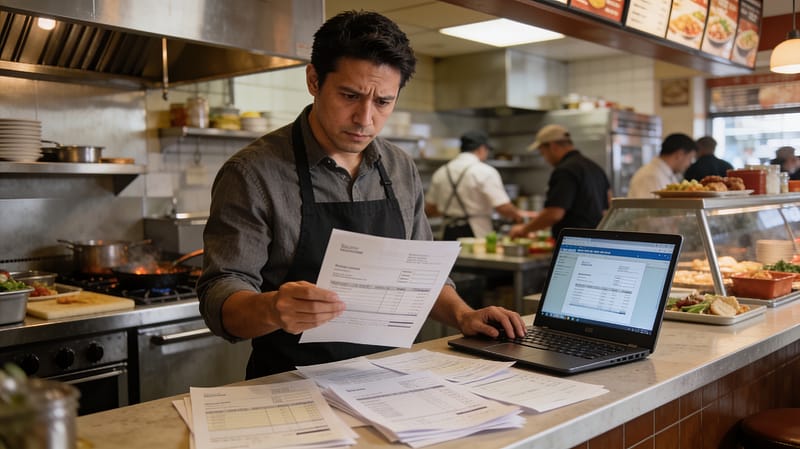 Fast Business Funding for Urgent Business Expenses Small business owner reviewing urgent business expenses and fast funding options